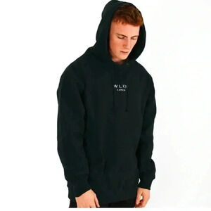 WLKN “the country”  casual oversized trendy cotton black long sleeve hoodie OS